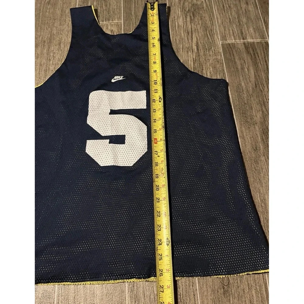 VTG Nike Michigan Basketball Jersey Mens Medium Blue Yellow Reversible #5